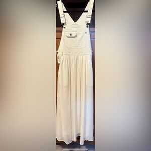 NWT Listicle M 10 12 cream ivory Maxi bib overall dress